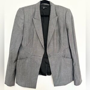 Hugo Boss size 8 women grey blazer virgin wool office job business professional